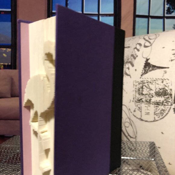 Unique Handcrafted Folded/Cut Book Art - A True Conversation Piece! Flamingo Bay - Picture 5 of 7